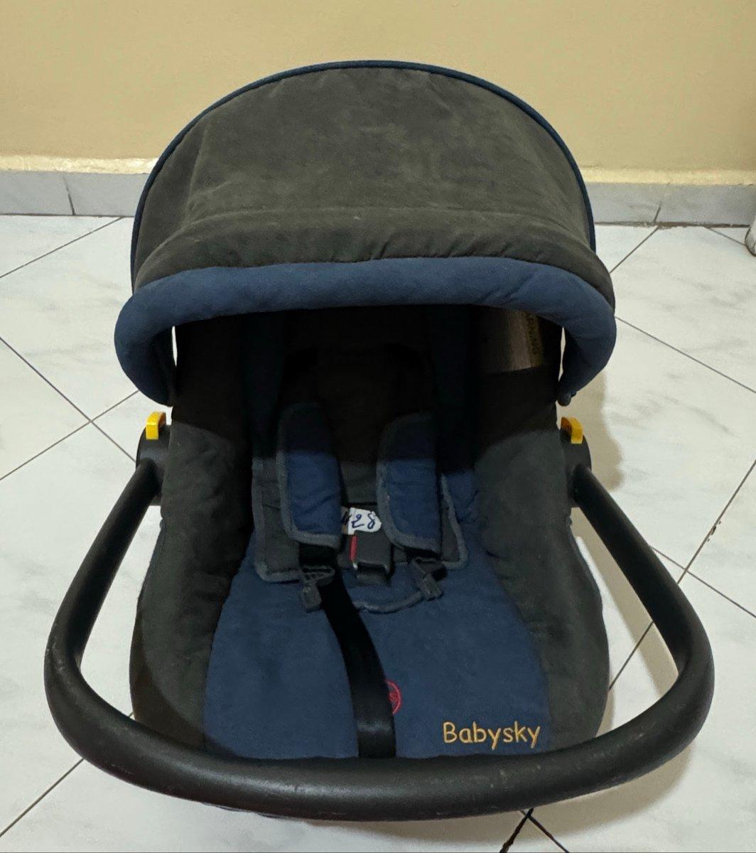 Poussette Babysky bleu et Gris foncés